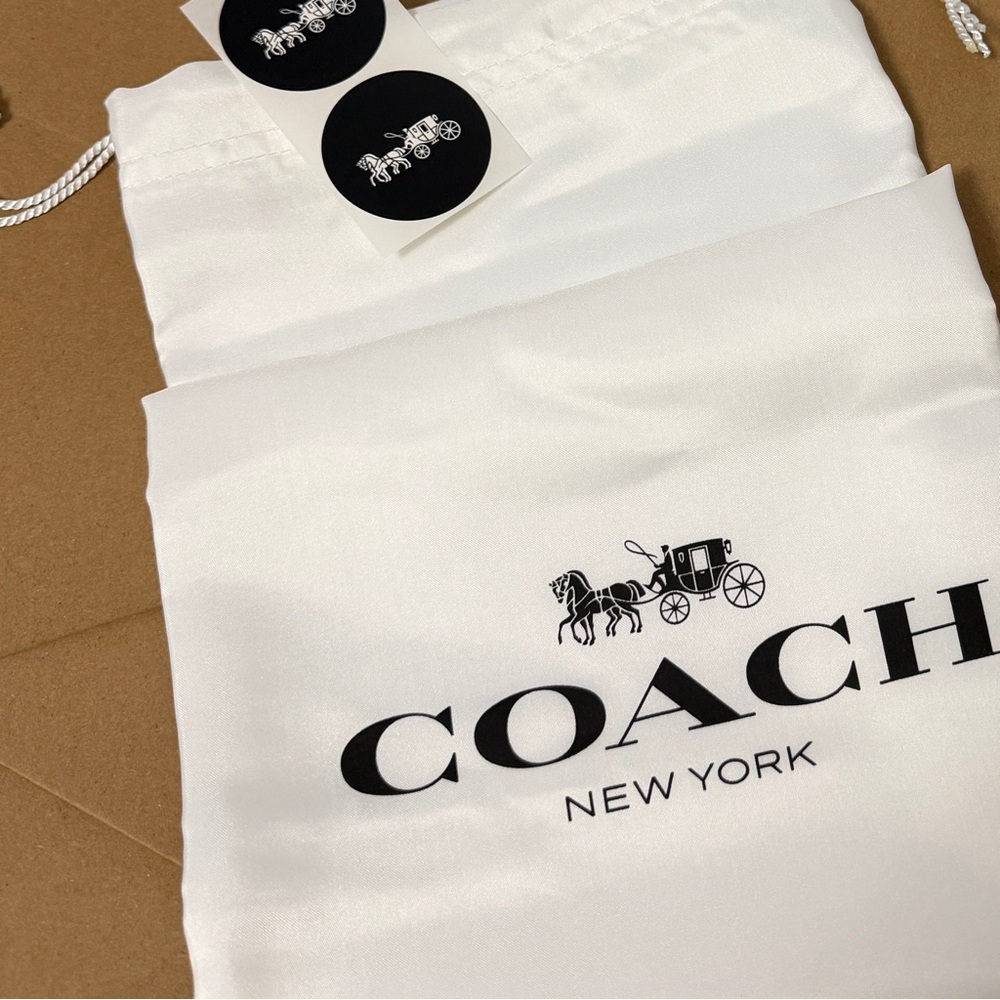 Coach NY, Satin White Dust Bag for Handbag, 23 x 19 in + Authentic Accessory Set